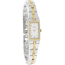 Seiko Quartz Ladies WR White Dial Two Tone Bracelet Dress Watch SZZC40