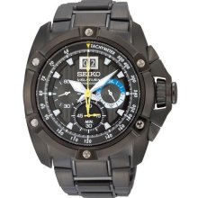 Seiko Spc073 Men $795 Velatura Chronograph Black Dial Stainless Steel Watch