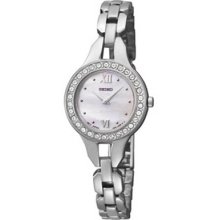 Seiko Sujg63 Women's Watch Solar Mother Of Pearl Dial Swarovski Crystals