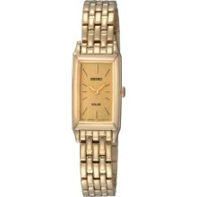 Seiko SUP030 Women's Gold Tone Solar Powered White Dial Watch ...