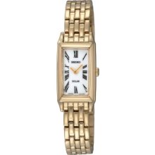 Seiko White Dial Gold-tone Stainless Bracelet Solar Ladies Watch SUP032