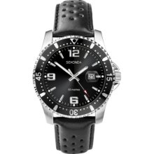 Sekonda Men's Quartz Watch With Black Dial Chronograph Display And Black Leather Strap 3403.27