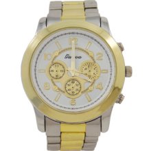 Silver And Gold Geneva Watch White Face Oversized For Women Or Men