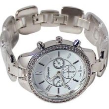 Silver Crystal Bezel Geneva Watch Bracelet W/ Perfume