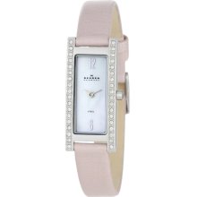 Skagen 266SSLLV1 Swarovski Crystal Pale Pink Leather Women's Watch