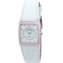 Skagen 563XSPLW White Dial White Leather Ladies Watch