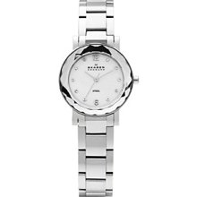 Skagen Faceted Bezel Silver Steel Link Watch, 26mm