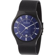 Skagen Men Royal Blue Dial Black Signature Watch Case Titanium Water Resist