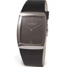 Skagen Men's 584Lslm Swiss Black Leather Watch