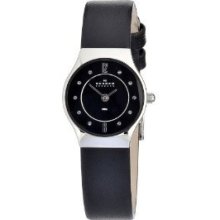 Skagen Women's 233xsslb Skagen Denmark Wo Black Dial With Black Leather Watch