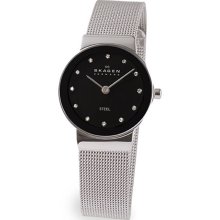 Skagen Women's Classic 358SSSBD Silver Stainless-Steel Quartz Watch with Black Dial