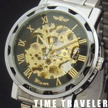 Skeleton Automatic Mechanical Ladies Mens Wrist Watch