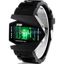 Skmei 0817 5ATM Water Resistant Digital Airplane Shaped Sports Watch with Silicone Strap, LED Colorful Light