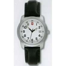 Small White Dial Field Watch W/ Black Leather Strap