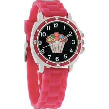 So Fashion Ladies Juniors Glitter Sprinkle Cupcake Pink Rubber Band Quartz Watch