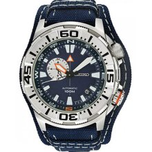 Stainless Steel Case Leather and Nylon Strap Blue Tone Dial Compass