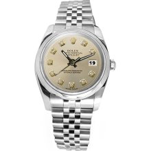 Stainless steel jubilee Silver diamond dial smooth bezel rolex date just watch