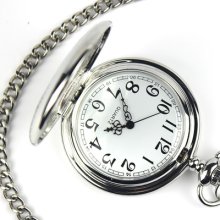 Stainless Steel Pocket Watch Pendant Pocket Quartz Watch + Chain Pw010