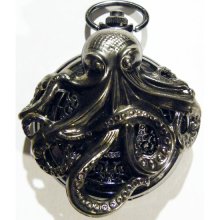 Steampunk Black Octopus Pocket Watch and Silver chain fob