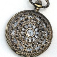 Steampunk - Web Of Love Silver Pocket Watch - Large - Necklace - Antiq