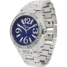 Steel by Design Crystal Dial Panther Link Watch - Blue - One Size