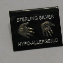 Sterling Silver Hands Stud Earrings Vintage 1980s