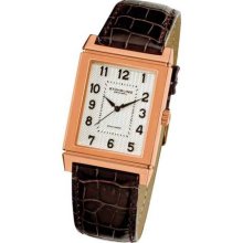 Stuhrling 359 334k2 Skyline Swiss Quartz Rose Case Brown Leather Mens Watch