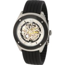 Stuhrling Black Leisure Millennia 360 Manual Mechanical Skeleton Watch Film On