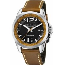 Stuhrling Original 175B.331E59 Mens Automatic Stainless Steel Case with Brown Dial on Tan Leather Strap