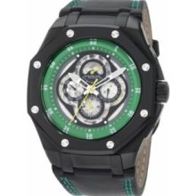 Stuhrling Original 181AXL.335571 Mens Nemo MCX Automatic Black Case with Black Bezel and Green Flange on Black Leather Strap