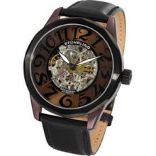 Stuhrling Original 227A.332N559 Brown Case-Black Leather Strap-Brown Dial Black Numerals