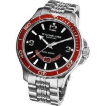 Stuhrling Original 270B.331140 Mens Diver on Stainless Steel Case and Bracelet and Black Dial and Red Bezel