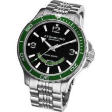 Stuhrling Original 270B.33115 Mens Diver on Stainless Steel Case and Bracelet and Black Dial and Green Bezel