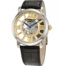 Stuhrling Original 280.331531 Mens Stainless Steel Caseandamp;#44; Lifestyles Winchester Terrace Mechanical Skeleton Goldtone Watch