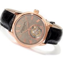 Stuhrling Original Men's Limited Edition Mechanical Tourbillon Meteorite Alligator Strap Watch