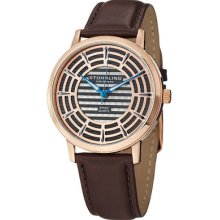 Stuhrling Original Watches Men's Rose Tone Dial Brown Leather Brown L