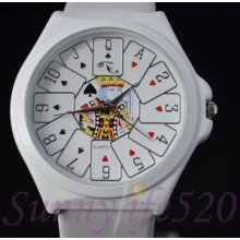 Stylish Poker Card Men Women Wrist Quartz Watches White