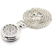 Stylish Roman Silver Alloy Pocket Watch with Necklace Chain