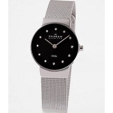 Swarovski Crystal Black Dial Mesh Bracelet Watch