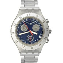 Swatch Svbk4000ag Skyrider Silver Chronograph Blue Dial Watch