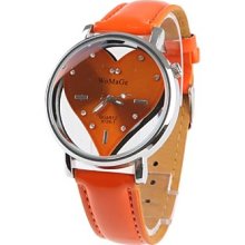 Sweet Heart Girl Women Watch Orange Watchband Orange Dial Plate 9729-1