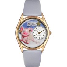 Swine Lake Baby Blue Leather And Goldtone Watch ...