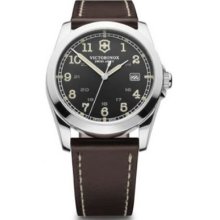 Swiss Army Victorinox 241563 Mens Leather Black Dial Quartz Watch