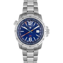 Swiss Legend Men's Quartz Watch With Blue Dial Analogue Display And Silver Stainless Steel Bracelet Sl-90013-33