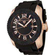 Swiss Legend Men's Quartz Watch With Black Dial Analogue Display And Black Rubber Strap Sl-20068-Rg-01-Bb