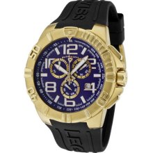 Swiss Legend Men's Super Shield Chronograph Blue Dial Gold Tone Ip Cas