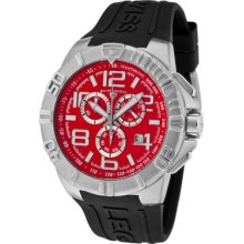 Swiss Legend Men's Super Shield Chronograph Red Dial Black Silicone