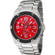 Swiss Legend Men's Throttle Chronograph Red Dial Black Ip Bezel Stainl