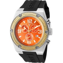 Swiss Legend Men's Throttle Chrono Orange Dial Gold Ip Bezel Black Sil