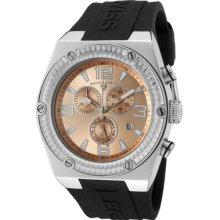 Swiss Legend Men's Throttle Chronograph Rose Gold Tone Dial Black Sili